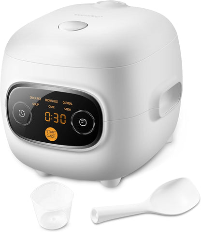 COMFEE' Mini Rice Cooker 4 Cups Cooked/2 Cups Uncooked, Portable Non-Stick rice maker, 24 hours Timer Delay, 6 Functions, Fast Cooker, Brown Rice, Oatmeal, White - PuriLite