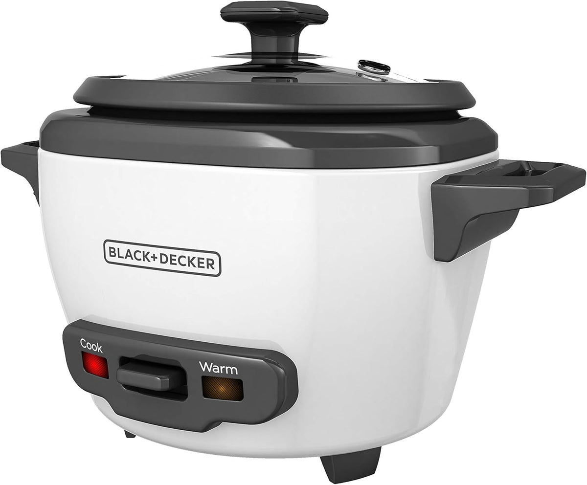 BLACK+DECKER 3-Cup Rice Cooker, 1.5-cup Uncooked Rice, 3 Cups Cooked, Steaming Basket, Removable Non-Stick Bowl, One Touch - PuriLite