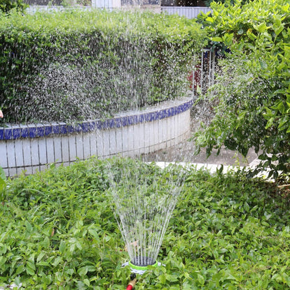 STYDDI Turret Sprinkler, 8-Pattern Stationary Metal Garden Sprinkler with QuickConnect Product Adapter for Small Areas, Gardens, or Odd Shaped Yards - PuriLite