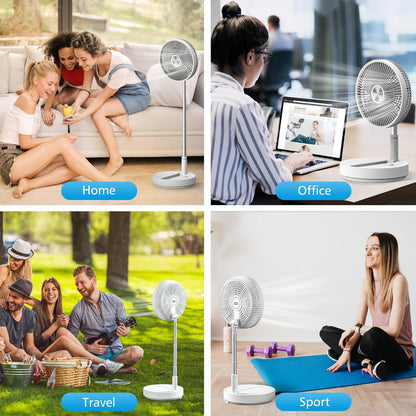 CooCoCo 10" Battery Operated Fan, Portable Travel Fan for Sleeping, Oscillating Fan with Remote Control, Cordless Rechargeable Pedestal Fan, Standing Fan for Bedroom, Home, Office, Dorm - PuriLite