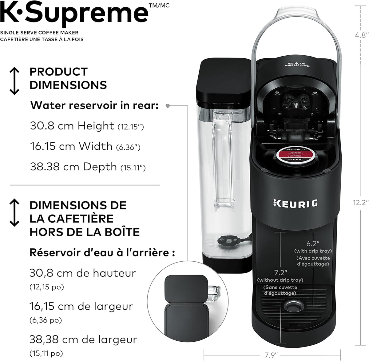 Keurig K-Supreme Single Serve K-Cup Pod Coffee Maker, With MultiStream Technology, Black - PuriLite