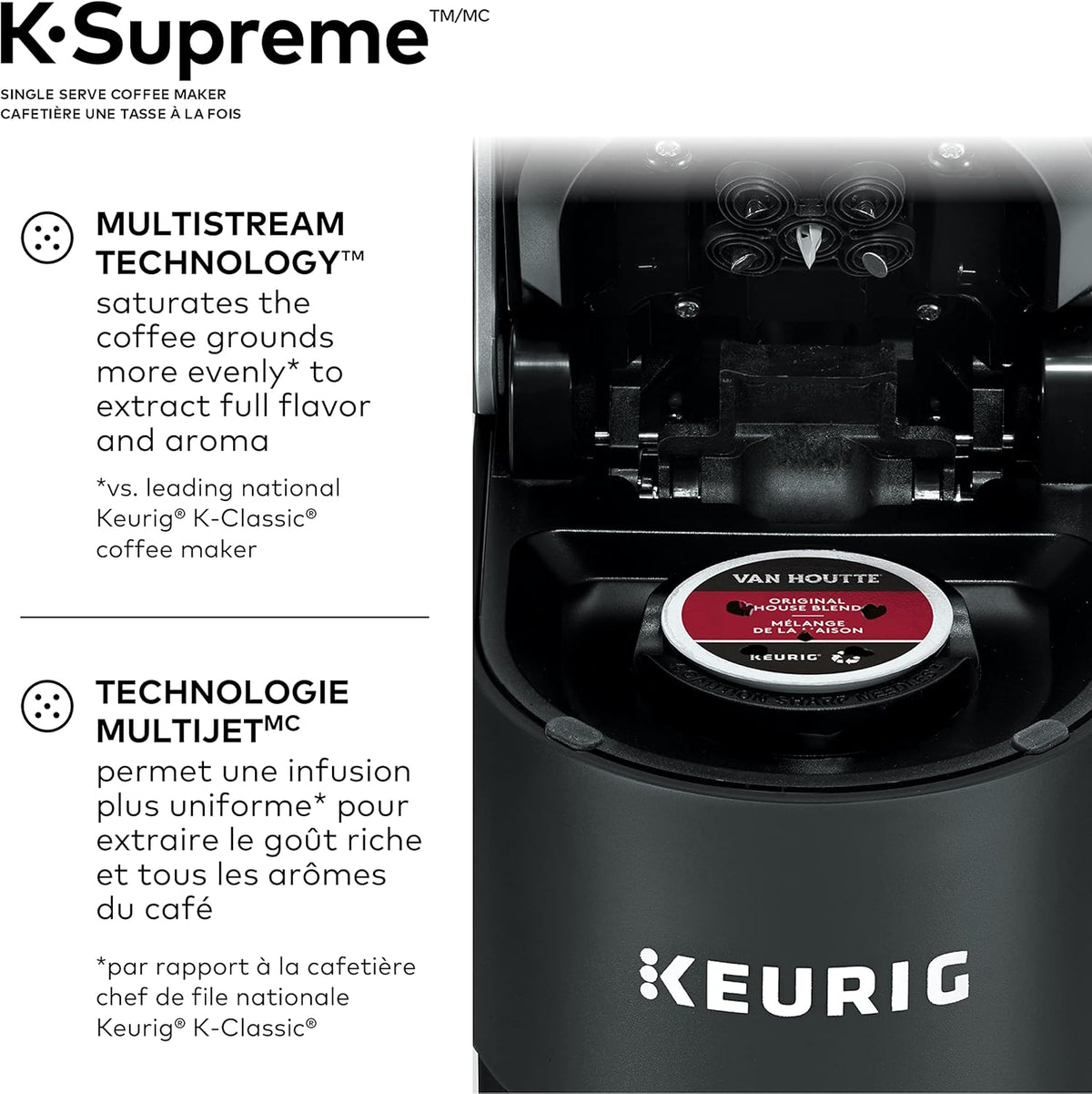 Keurig K-Supreme Single Serve K-Cup Pod Coffee Maker, With MultiStream Technology, Black - PuriLite