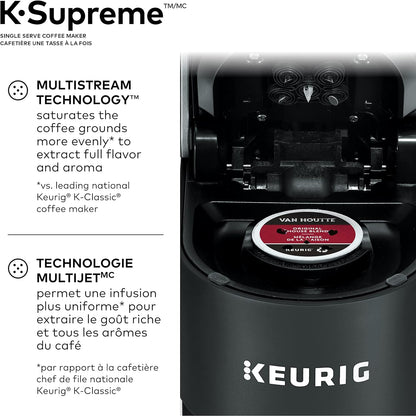 Keurig K-Supreme Single Serve K-Cup Pod Coffee Maker, With MultiStream Technology, Black - PuriLite