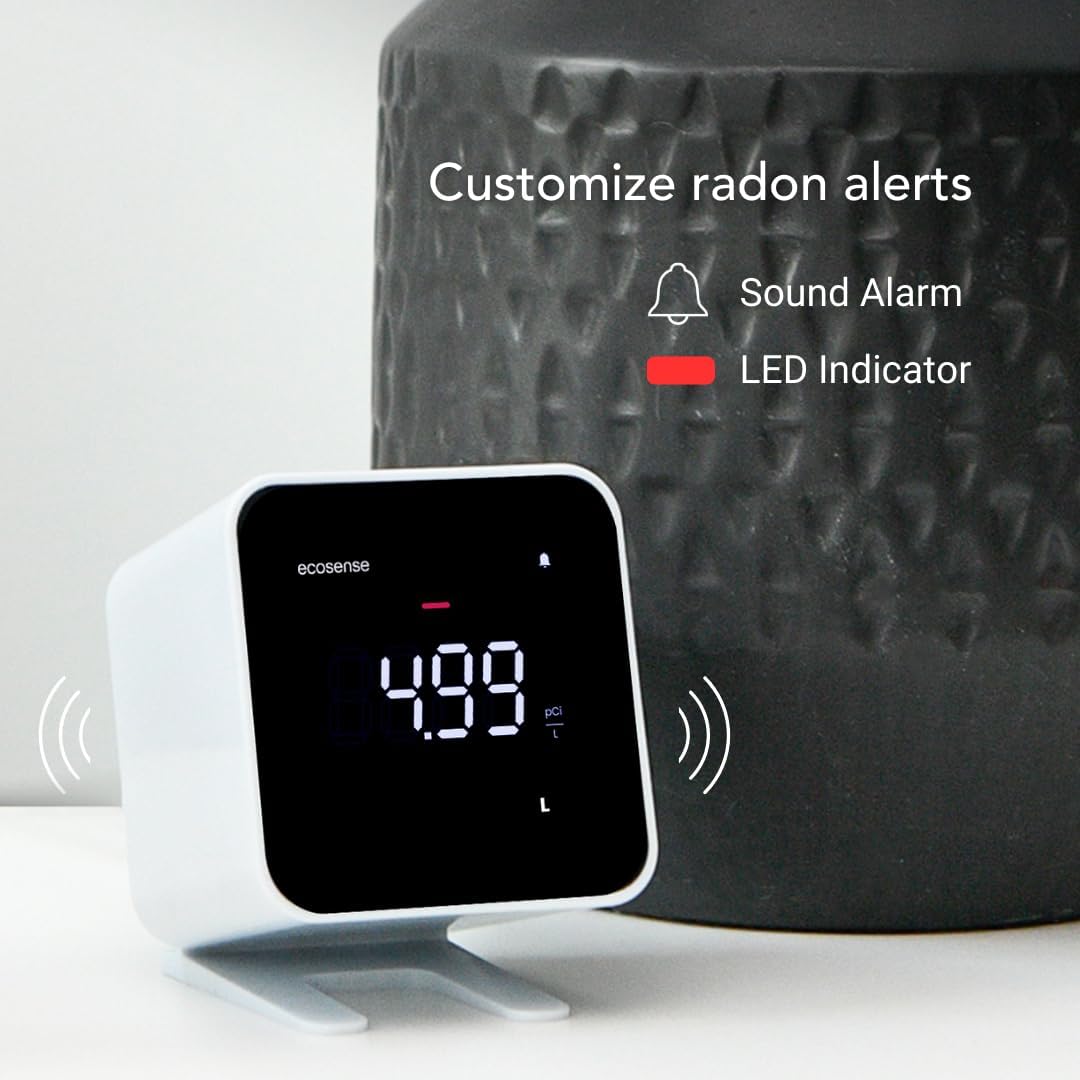 Ecosense EB100 EcoBlu, Home Radon Detector, Capture & Display Results Every 10 Minutes, Short & Long-Term Continuous Monitoring, Easy to Use - PuriLite