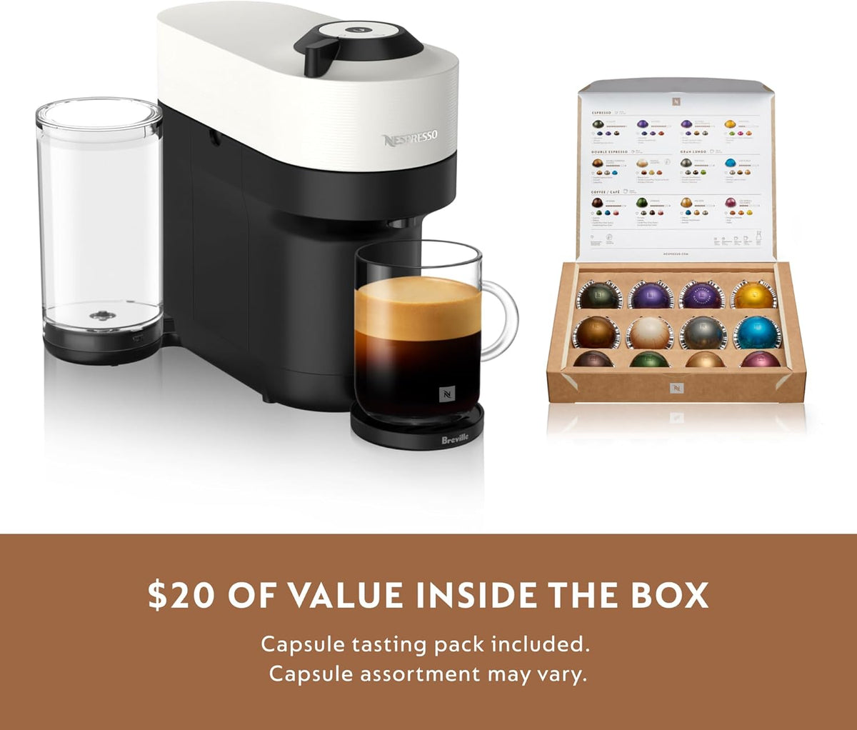 Nespresso Vertuo Pop+ Coffee and Espresso Machine by Breville - Coconut White - PuriLite
