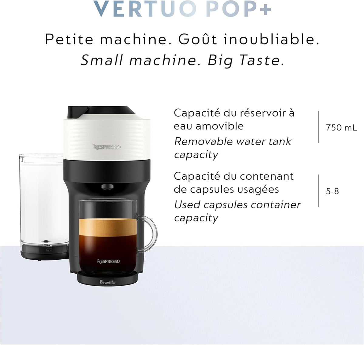 Nespresso Vertuo Pop+ Coffee and Espresso Machine by Breville - Coconut White - PuriLite