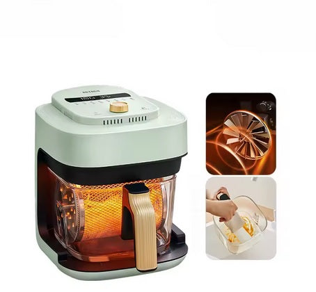 Purilite Select Fully Automatic Transparent Electric Air Fryer 1L+2L – 900W Rapid Heating, 360° Rotating Basket, Large Capacity Oven - PuriLite