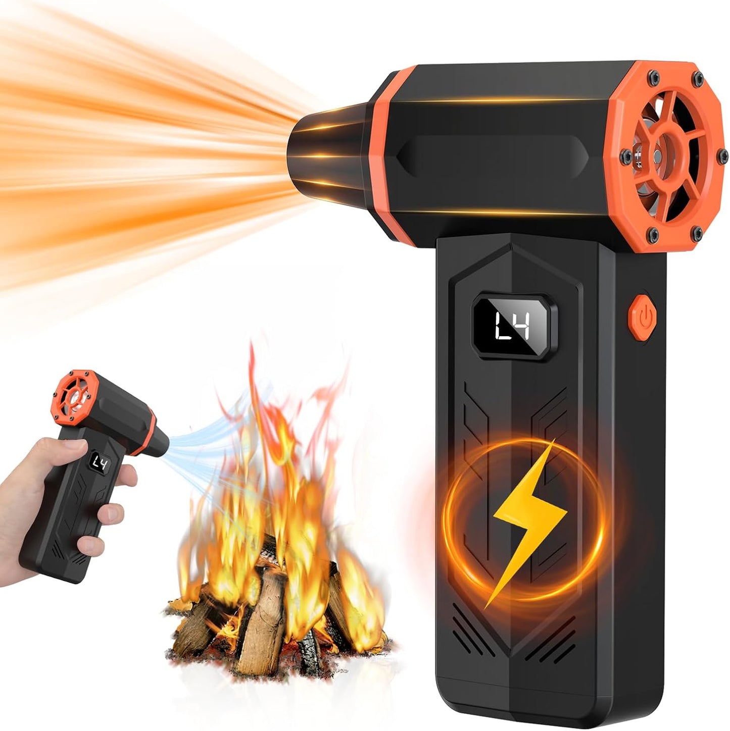 Compressed Air Duster, 350,000RPM Jet Dry Blower with LED Display and Light, 4-Gear Adjustable Mini Air Broom,Turbo Fan for Keyboard, PC, Car and Home,Electric Air Duster Replace Compressed Air Can - PuriLite