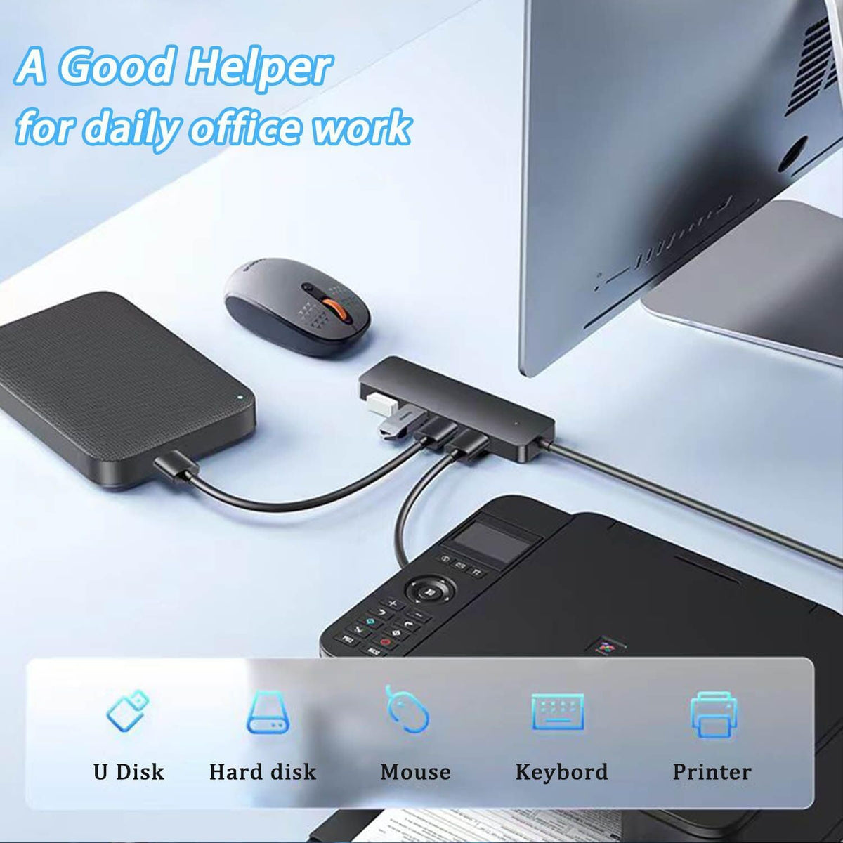 USB 3.0 Hub, VIENON 4-Port USB Hub USB Splitter USB Expander for Laptop, Xbox, Flash Drive, HDD, Console, Printer, Camera,Keyborad, Mouse - PuriLite
