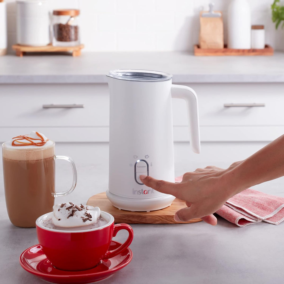 Instant Pot Instant Milk Frother, 4-in-1 Electric Milk Steamer, 10oz/295ml Automatic Hot and Cold Foam Maker and Milk Warmer for Latte, Cappuccinos, Macchiato, from The Makers of Instant 500W, White - PuriLite