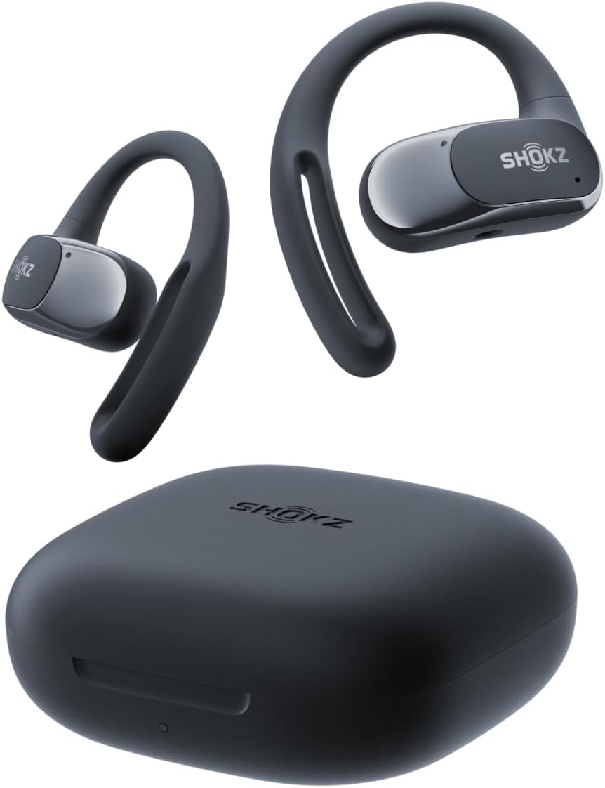 SHOKZ OpenFit Air - Open-Ear Headphones, True Wireless Earbuds, Water Resistant, Comfortable, Secure Earhooks for Daily Use, Built-in Smart Microphone, Shokz App-Black - PuriLite