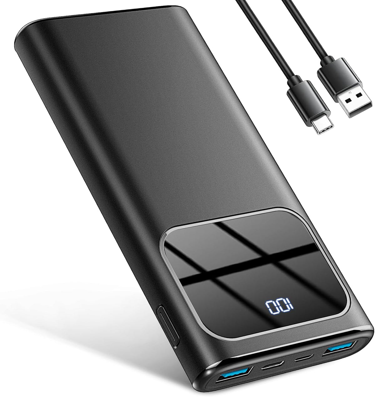 Power bank, 10000mAh Portable Charger with 15W Fast Charging Powerbank, 4 Outputs 3 Inputs with built in Type-C, USB-A Battery Pack, Compatible with iPhone 16 15 Samsung S22 S21 Android Cell Phone etc - PuriLite