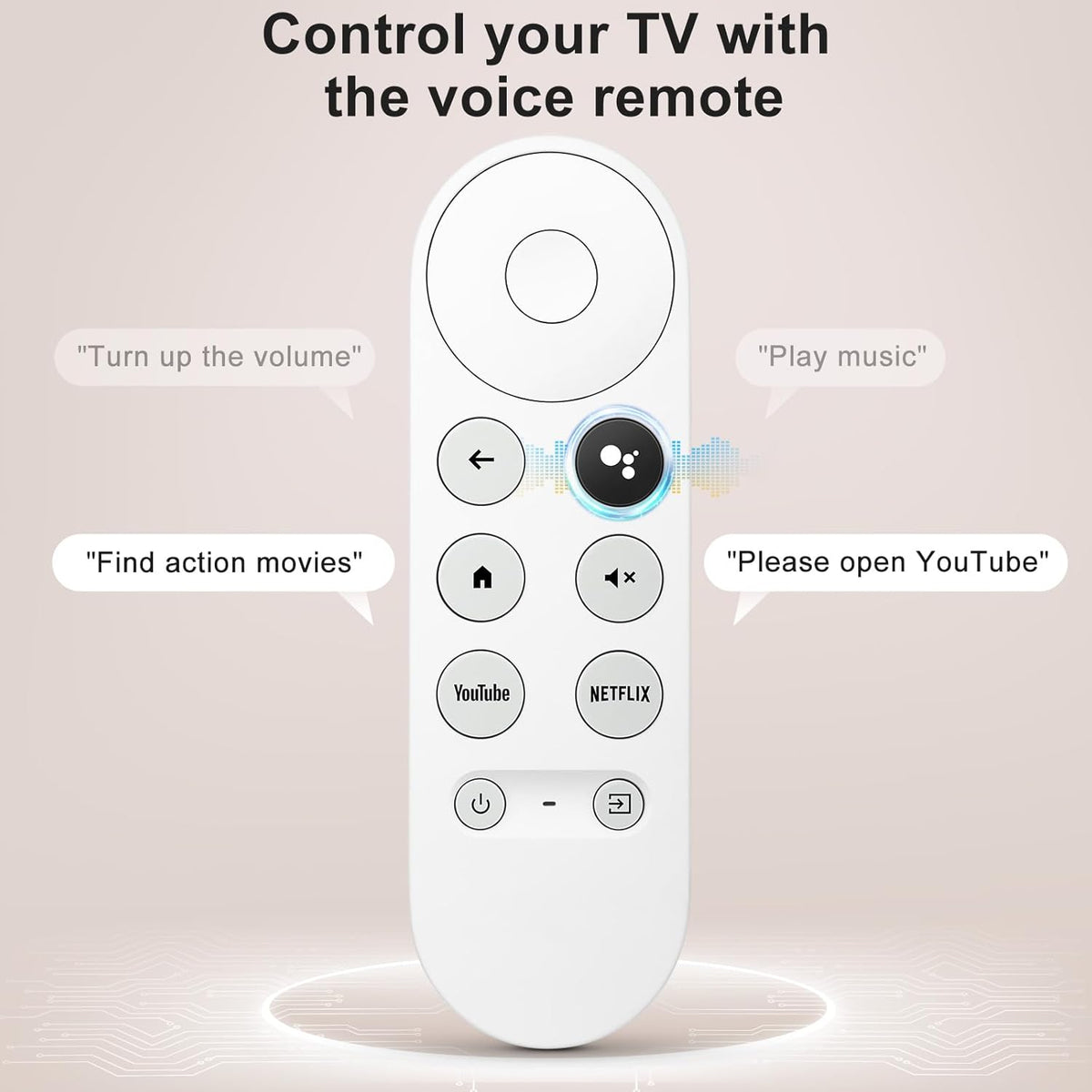 Voice Replacement for Google-Chromecast-Remote, G9N9N for Chromecast with Google TV Remote, for Google TV Streamer (Only for Snow Chromecast Google) - PuriLite