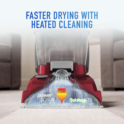 Hoover Power Scrub Deluxe Carpet Cleaner Machine, Upright Shampooer, FH50150, Red - PuriLite