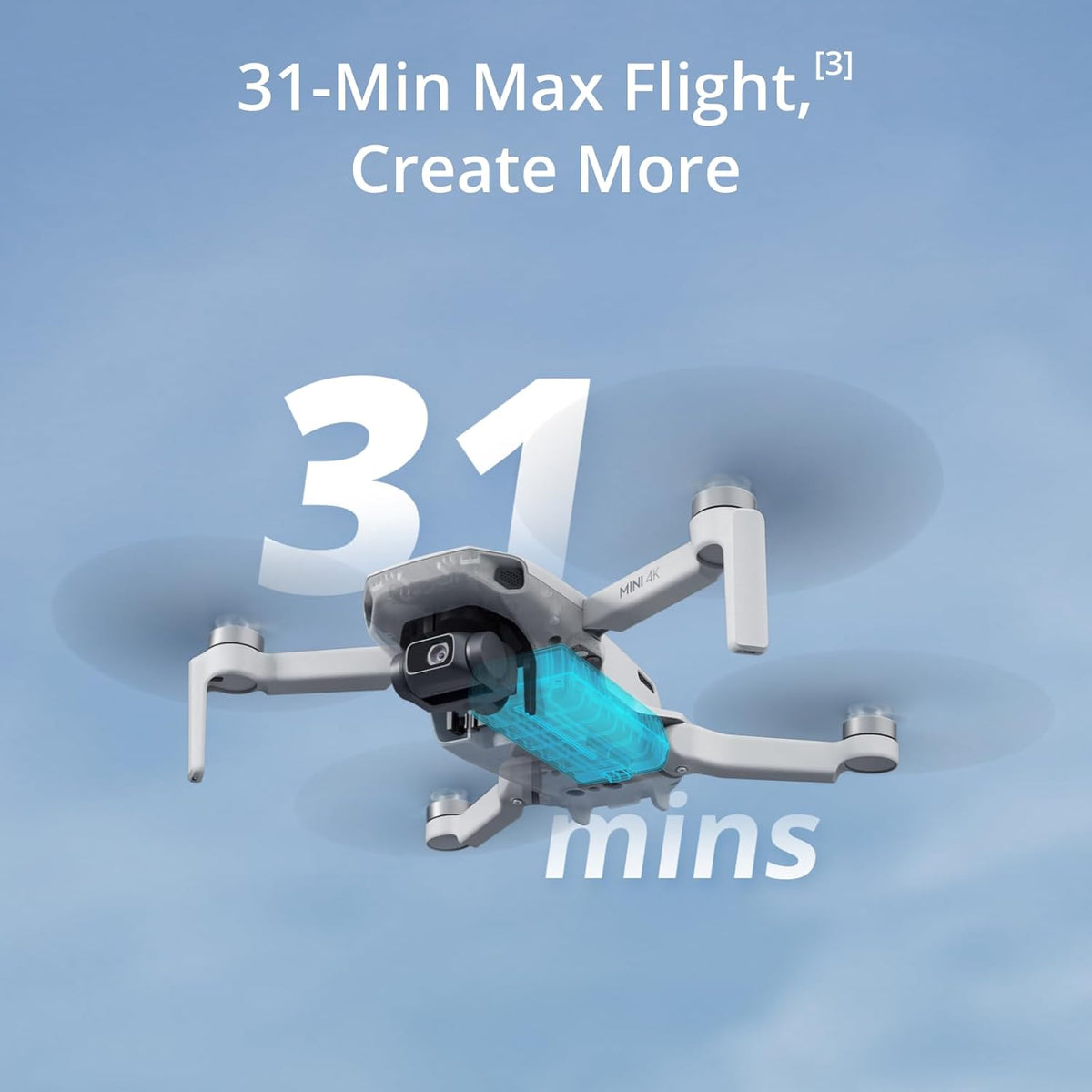 DJI Mini 4K, Drone with 4K UHD Camera for Adults, Under 249 g, 3-Axis Gimbal Stabilization, 10km Video Transmission, Auto Return, Wind Resistance, 1 Battery for 31-Min Max Flight Time - PuriLite