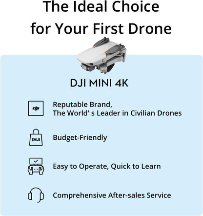 DJI Mini 4K, Drone with 4K UHD Camera for Adults, Under 249 g, 3-Axis Gimbal Stabilization, 10km Video Transmission, Auto Return, Wind Resistance, 1 Battery for 31-Min Max Flight Time - PuriLite