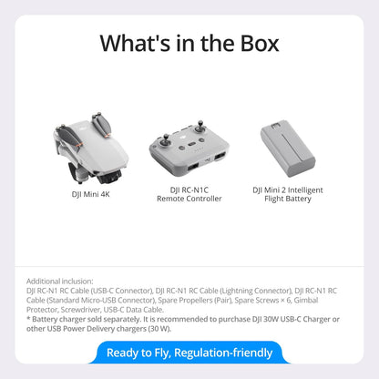 DJI Mini 4K, Drone with 4K UHD Camera for Adults, Under 249 g, 3-Axis Gimbal Stabilization, 10km Video Transmission, Auto Return, Wind Resistance, 1 Battery for 31-Min Max Flight Time - PuriLite