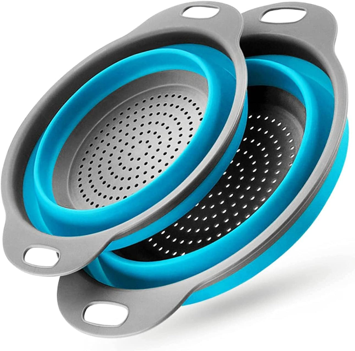 Collapsible Colander, 2 Pcs Silicone Collaspsible Strainer for Draining Pasta, Vegetable and Fruit - PuriLite