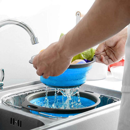Collapsible Colander, 2 Pcs Silicone Collaspsible Strainer for Draining Pasta, Vegetable and Fruit - PuriLite
