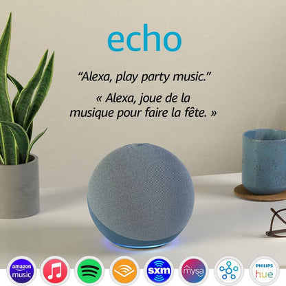Amazon Echo (4th Gen) | With premium sound, smart home hub, and Alexa | Twilight Blue - PuriLite