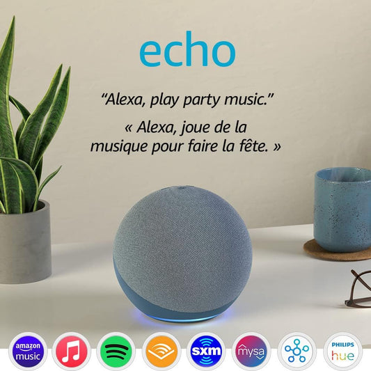 Amazon Echo (4th Gen) | With premium sound, smart home hub, and Alexa | Twilight Blue - PuriLite