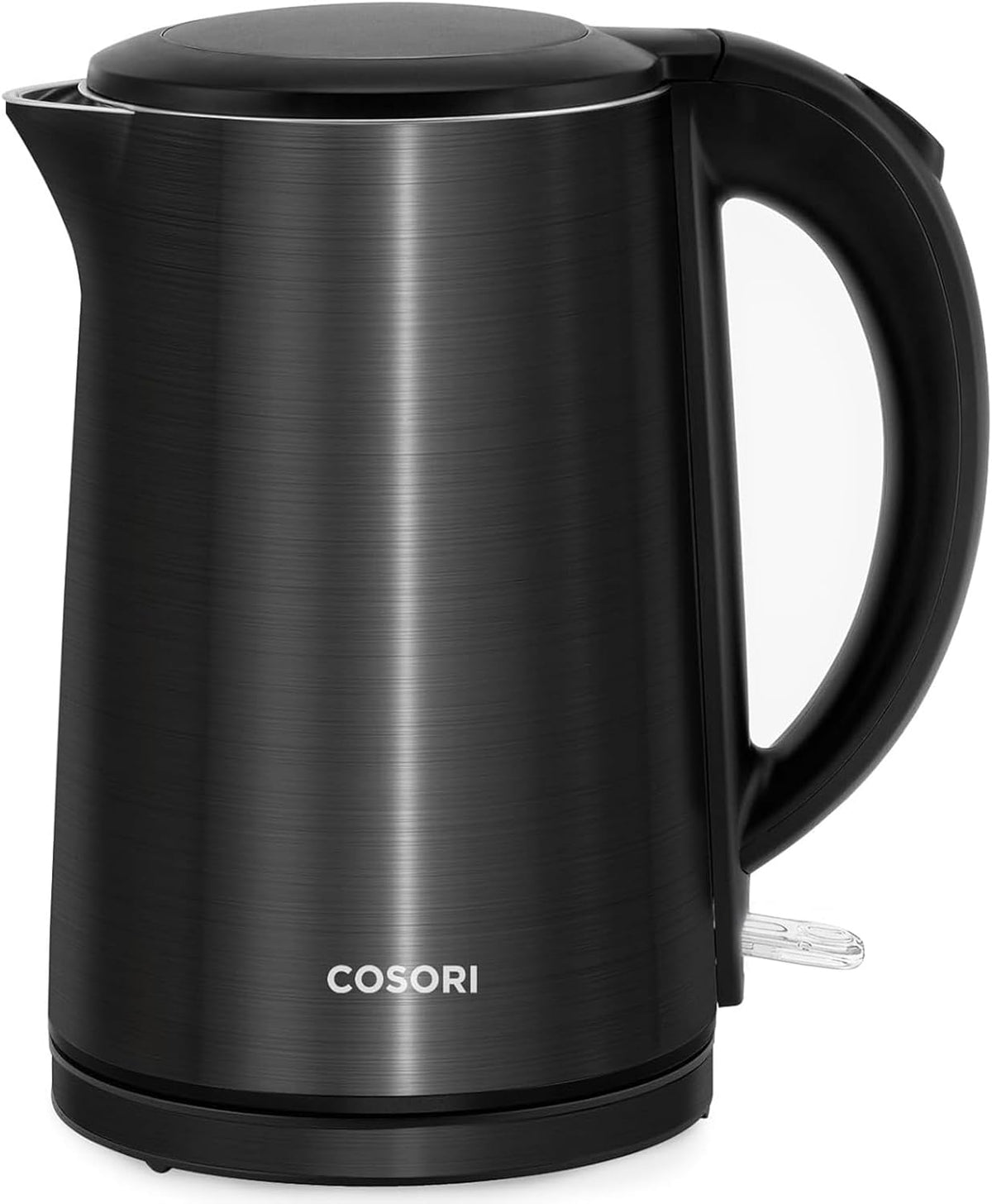COSORI Electric Kettle Stainless Steel, Cordless,1500W Fast Boiling Water, Auto Shut-Off & Boil-Dry Protection, 1.5L Wide-Open Lid Electric Tea Kettle, Double Wall, Black - PuriLite