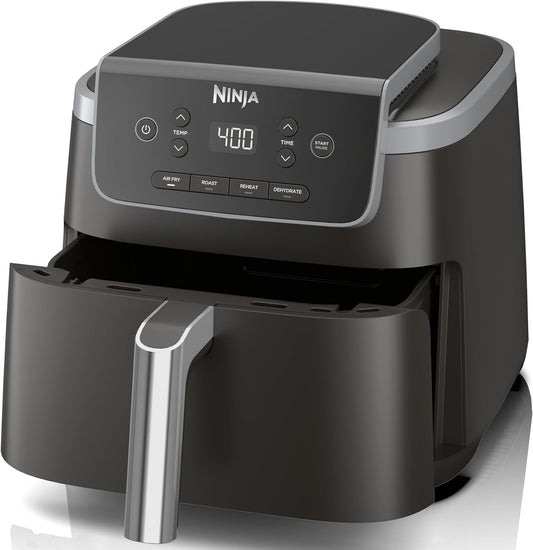 Ninja Air Fryer Pro 4-in-1 with 5 QT Capacity, Air Fry, Roast, Reheat, Dehydrate, Air Crisp Technology with 400F for hot, crispy results in just minutes, Nonstick Basket & Crisper Plate, Grey, AF141 - PuriLite