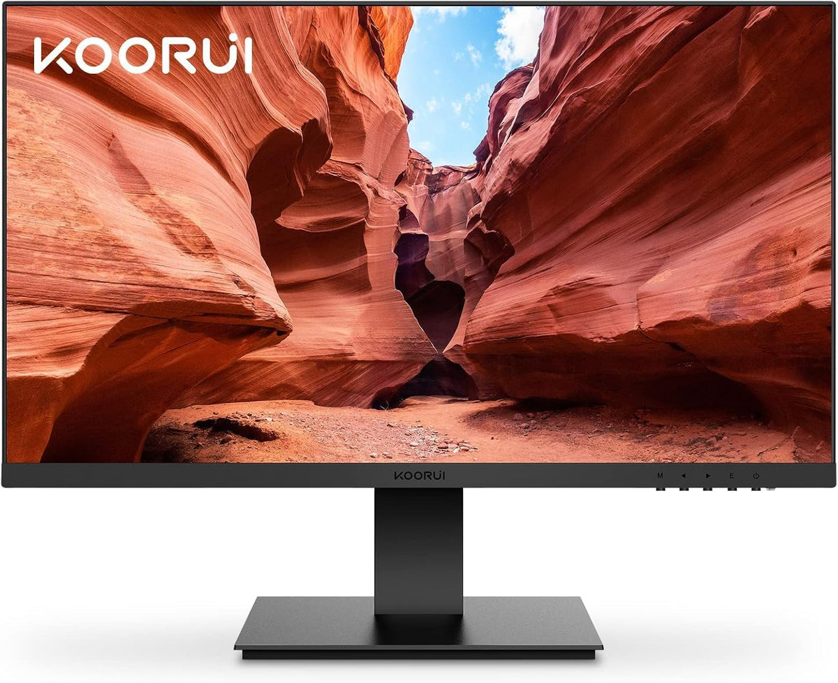 KOORUI 24 Inch Computer Monitor Full HD 1920 x 1080p VA Display 75Hz 3000:1 Contrast Ratio with HDMI, VGA, Frameless, 75 x 75 mm VESA Mountable, Ergonomic Tilt, Black, 24N1A - PuriLite