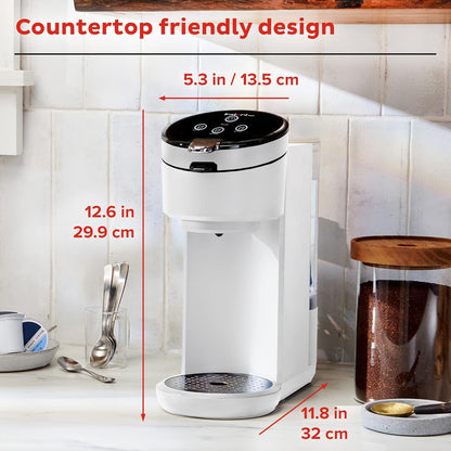 Instant Solo Single Serve Coffee Maker, From the Makers of Instant Pot, K-Cup Pod Compatible Coffee Brewer, Includes Reusable Coffee Pod & Bold Setting, Brew 8 to 12oz., 40oz. Water Reservoir, White - PuriLite