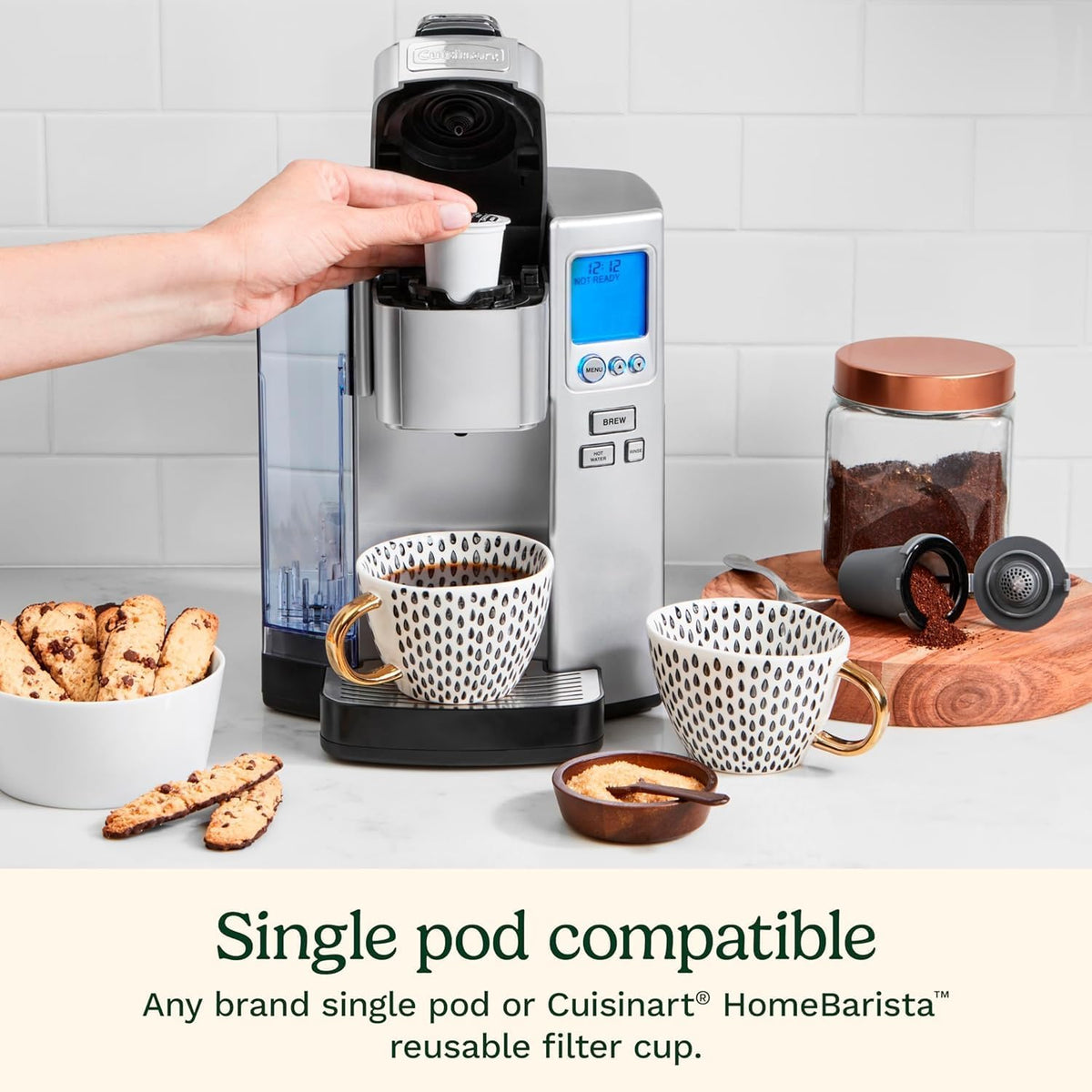 Cuisinart Premium Coffee Maker, Single Serve 72-Oz Reservoir, Programmable Brewing & Hot Water Dispenser, Silver (SS-10C) - PuriLite