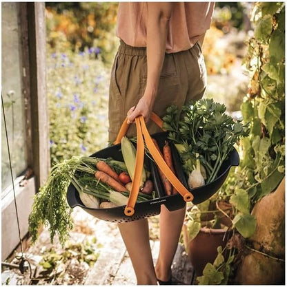 Fiskars Harvest Basket, Container for Gardening and Harvesting, Garden Tool with Ergonomic Handles and Collander - PuriLite