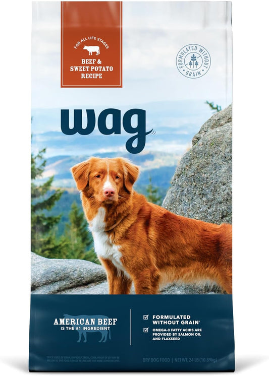 Amazon Brand - Wag Dry Dog Food Beef & Sweet Potato, Grain Free 24 lb Bag - PuriLite