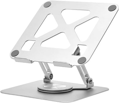 MWYUNAUY Collapsible Rotating Laptop Stand, Height Adjustable Ergonomic Desktop Stand, Aluminum Portable Laptop Riser Stand, Compatible with MacBook Pro Air, 10-17.3 ""for All laptops, Silver - PuriLite