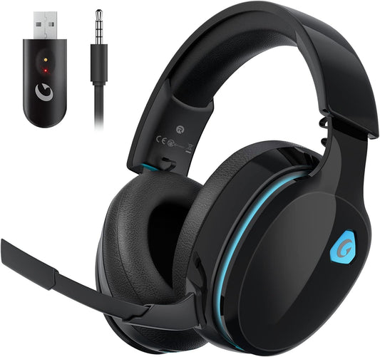 Gtheos 2.4GHz Wireless Gaming Headset for PS5, PS4 Fortnite & Call of Duty/FPS Gamers, PC, Nintendo Switch, Bluetooth 5.3 Gaming Headphones with Noise Canceling Mic, Stereo Sound, 40+Hr Battery -Black - PuriLite