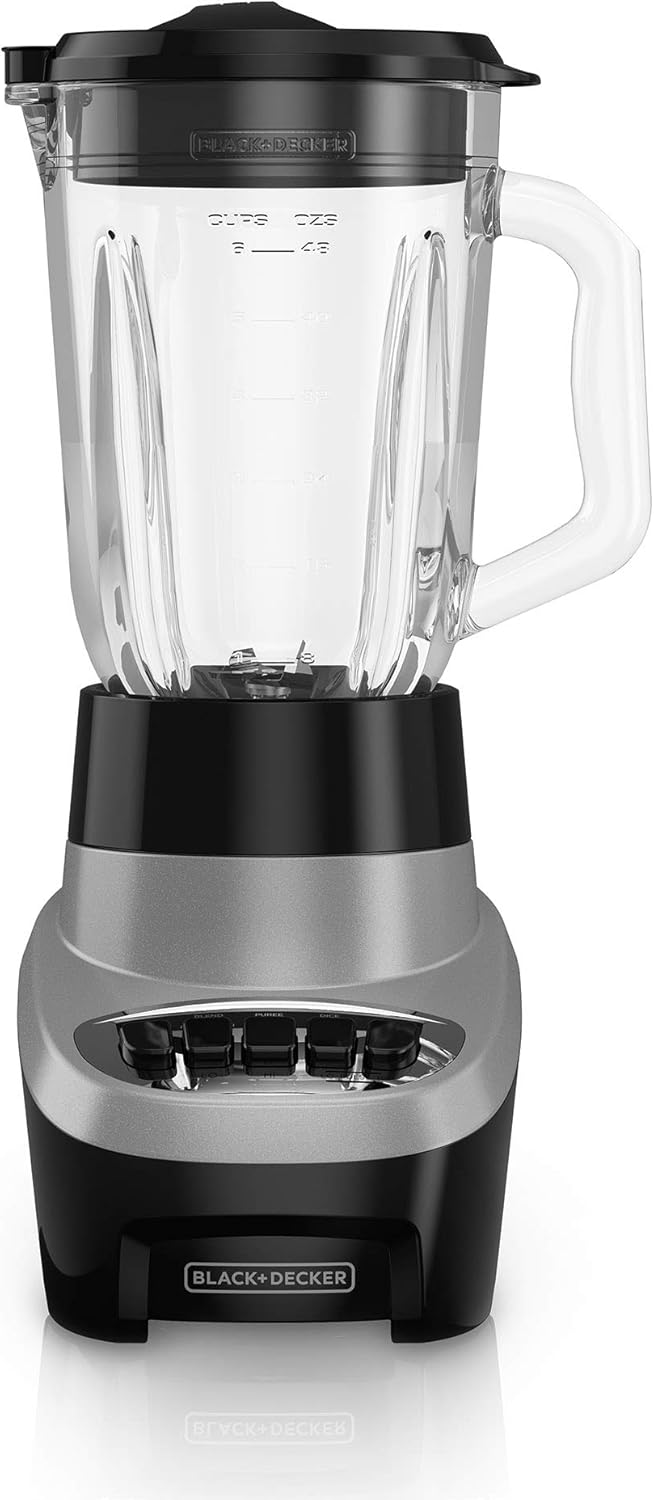 Black+Decker Multi Function Blender with QuadPro Blades in Silver/Black, BL1220SGC - PuriLite