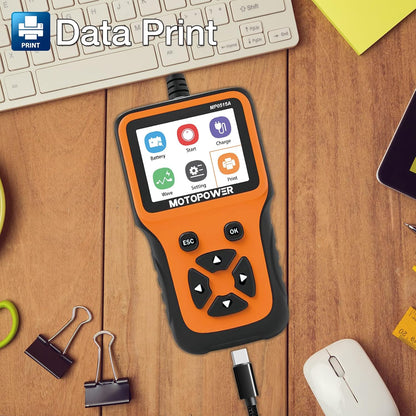MOTOPOWER MP0515A 12V Car Battery Tester Automotive 100-2000 CCA Battery Load Tester Auto Cranking and Charging System Test Scan Tool Digital Battery Alternator Analyzer - PuriLite