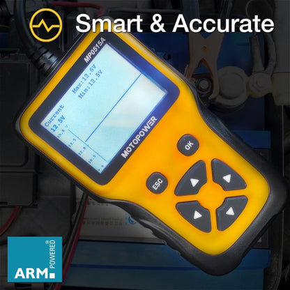 MOTOPOWER MP0515A 12V Car Battery Tester Automotive 100-2000 CCA Battery Load Tester Auto Cranking and Charging System Test Scan Tool Digital Battery Alternator Analyzer - PuriLite