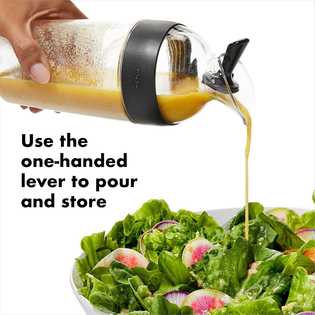 OXO Good Grips 1188500BK Salad Dressing Shaker (Clear plastic) Black Large - PuriLite
