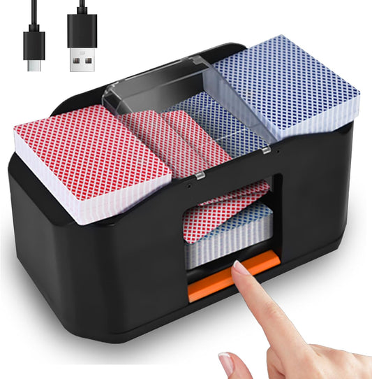 1/2 Decks Rechargeable & Low Noise Card Shuffler, Automatic 2000mAh Battery Shuffler Machine for UNO, Casino Poker, Texas Hold'em, Playing Card Games - PuriLite
