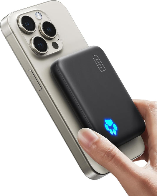 INIU Magnetic Power Bank Compatible with Magsafe, 10000mAh 20W PD Portable Phone Charger, USB C in&Out Wireless Powerbank, Battery Bank for iPhone 16 15 14 13 12 Pro Plus Max Series and Mag Safe Case - PuriLite