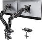 HUANUO Dual Monitor Stand - Full Adjustable Monitor Desk Mount Swivel Vesa Bracket with C Clamp, Grommet Mounting Base for 13 to 32 Inch Computer Screens - Each Arm Holds 4.4 to 19.8lbs - PuriLite
