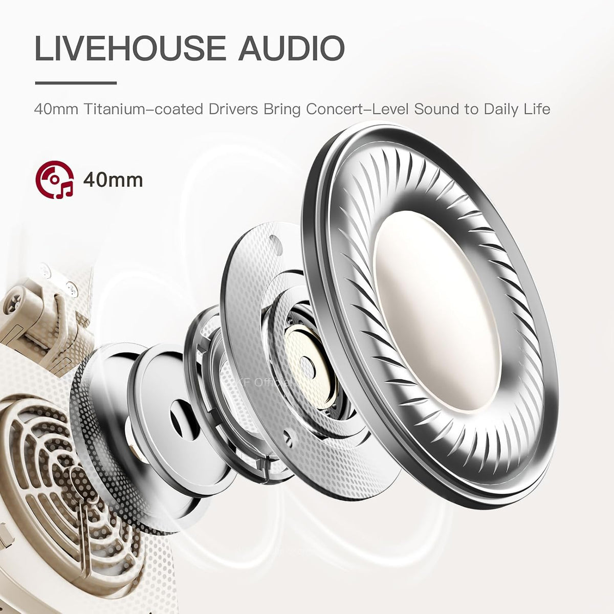 E2 Retro Classic Wireless Bluetooth On-Ear Headphones, Foldable Headset, 90H Playback, 40mm Drivers, Deep Bass, 360° Spatial Sound, Built-in Mic,OOTD 80S 90S (Offwhite) - PuriLite