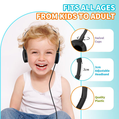 30 Pack Bulk Headphones for Classroom School, Durable Wholesale Wired Headphones for Kids Student Boys Girls Adults - PuriLite