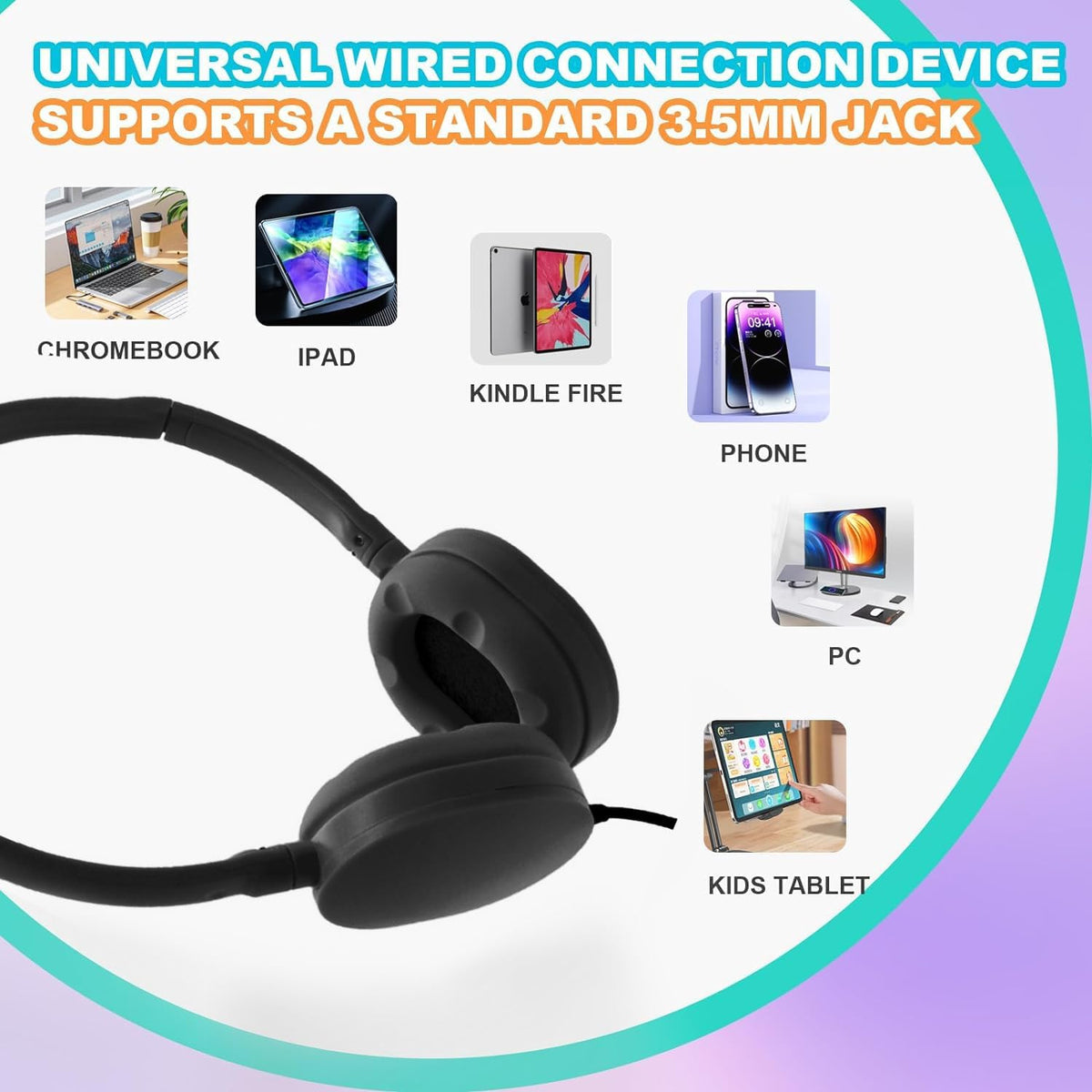 30 Pack Bulk Headphones for Classroom School, Durable Wholesale Wired Headphones for Kids Student Boys Girls Adults - PuriLite