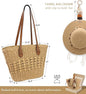 RUNROLE Straw Handbags with Tassel Hat Clip for Travel, Handmade Summer Raffia Totes, Hobo Shoulder Bag Purse for Women - PuriLite