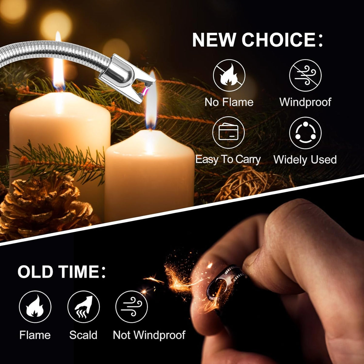 2 Pack Plasma Arc Electric Lighters Rechargeable - USB Long Reach for Scented Candles, BBQ Grill &Camping - Windproof Design Lighters - PuriLite