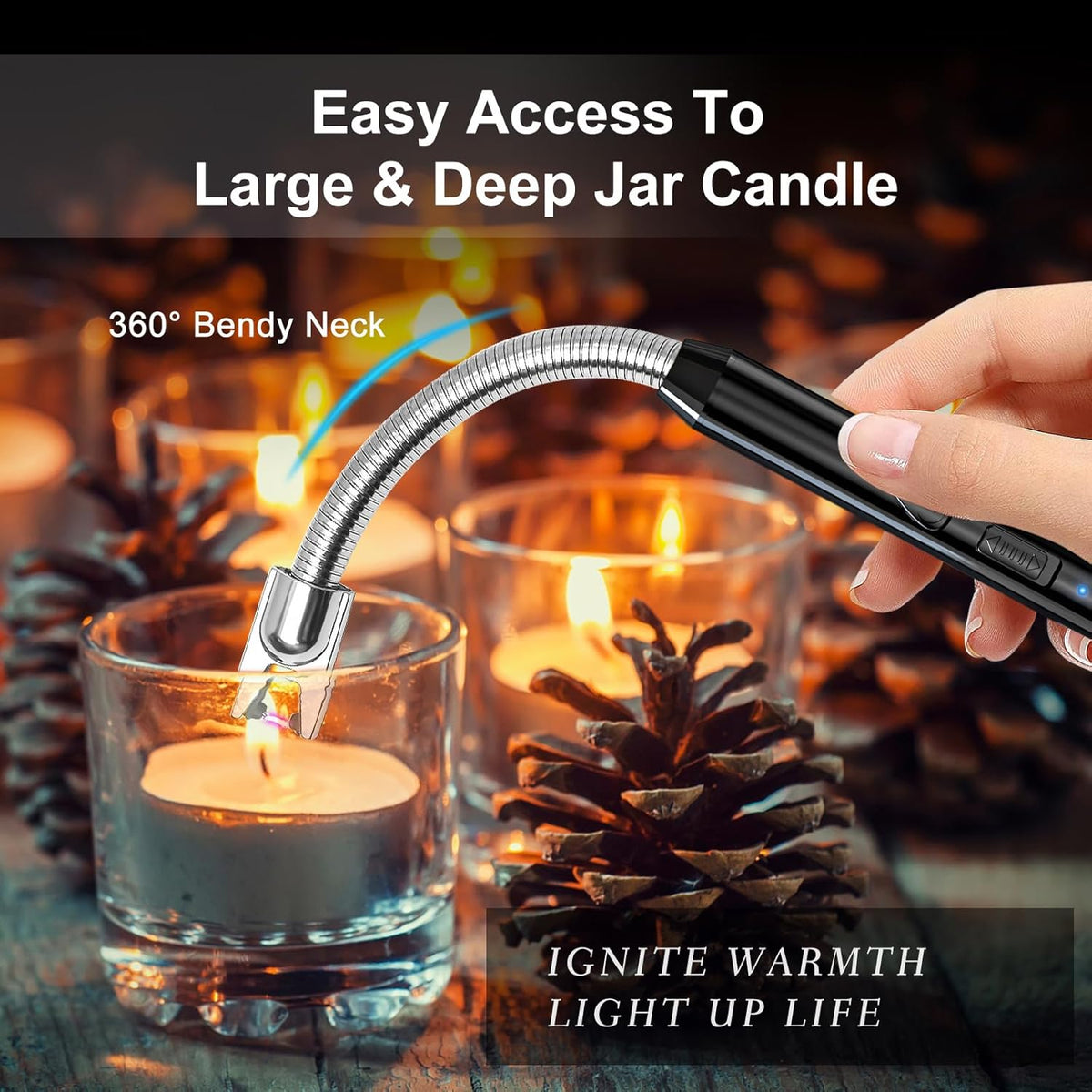 2 Pack Plasma Arc Electric Lighters Rechargeable - USB Long Reach for Scented Candles, BBQ Grill &Camping - Windproof Design Lighters - PuriLite