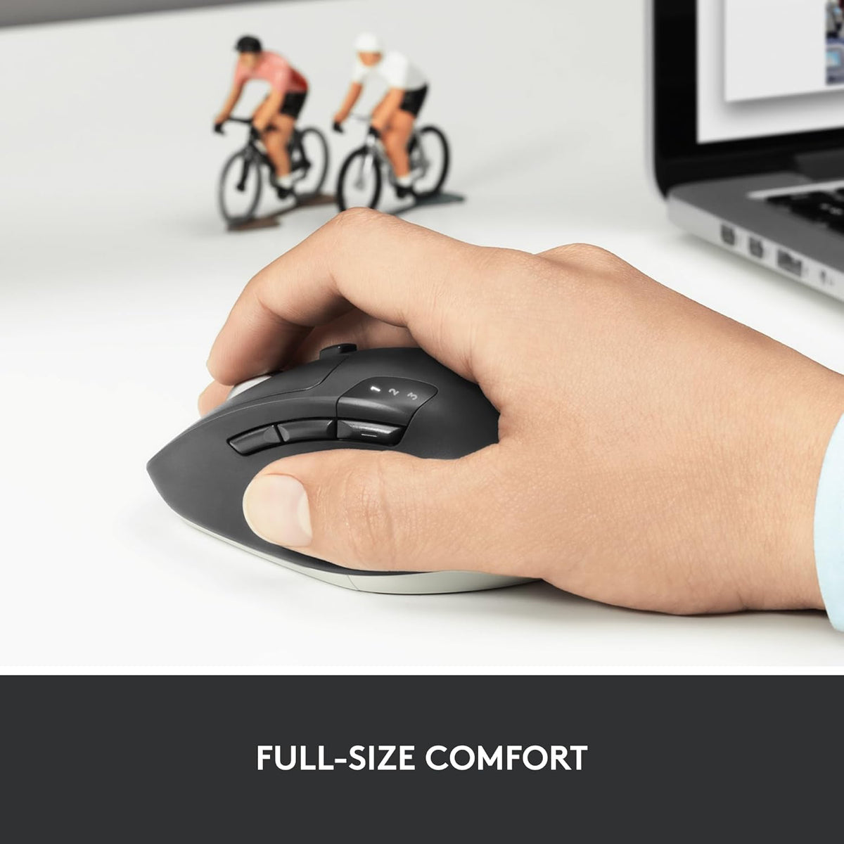 Logitech M720 Triathlon Multi-Device Wireless Mouse, Bluetooth, USB Unifying Receiver, 1000 DPI, 6 Programmable Buttons, 2-Year Battery, Compatible with Laptop, PC, Mac, iPadOS - Black - PuriLite