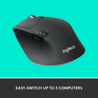 Logitech M720 Triathlon Multi-Device Wireless Mouse, Bluetooth, USB Unifying Receiver, 1000 DPI, 6 Programmable Buttons, 2-Year Battery, Compatible with Laptop, PC, Mac, iPadOS - Black - PuriLite