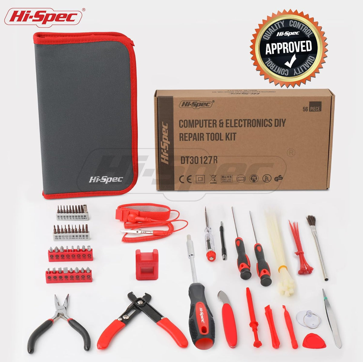 Hi-Spec 56pc Electronics Repair & Opening Tool Kit Set for Laptops, Devices, Computers, PC Building & Gaming Accessories. Precision Small Screwdrivers with Pry Tools - PuriLite